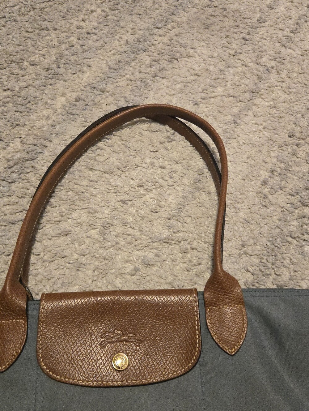 Longchamp Le Pliage Large Tote Bag Grey Blue Nylon Shoulder Shopping Travel L - Picture 3 of 15